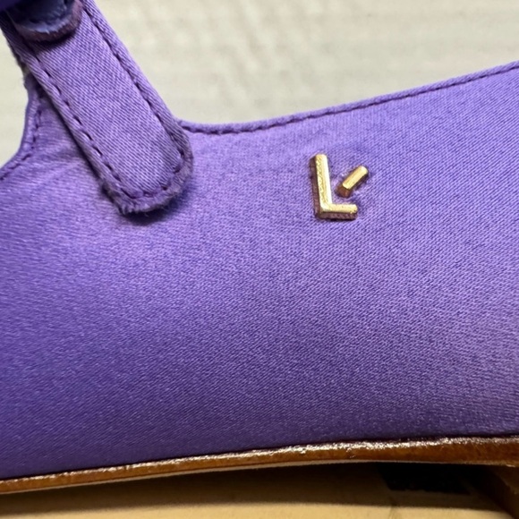Larroude’ Purple satin Blair Mary Jane battle flats with adjustable buckle.9.5 - Picture 9 of 14